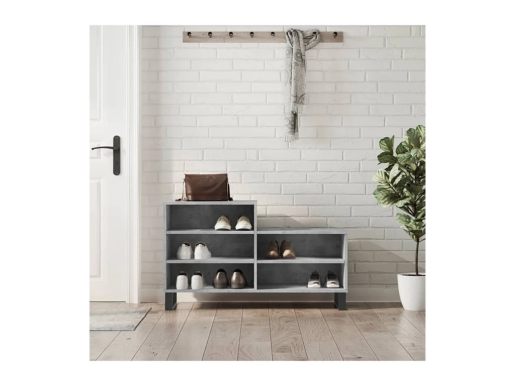Meuble à chaussures Gris béton 102x36x60 cm Bois d'ingénierie WVGQ9099