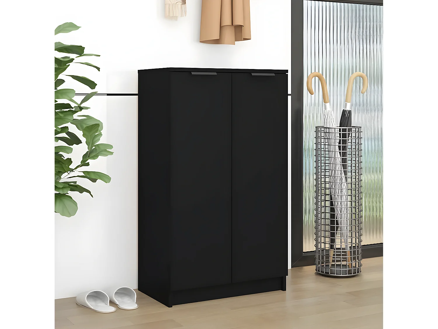 Schoenenkast 59x35x100 cm bewerkt hout zwart NL426797