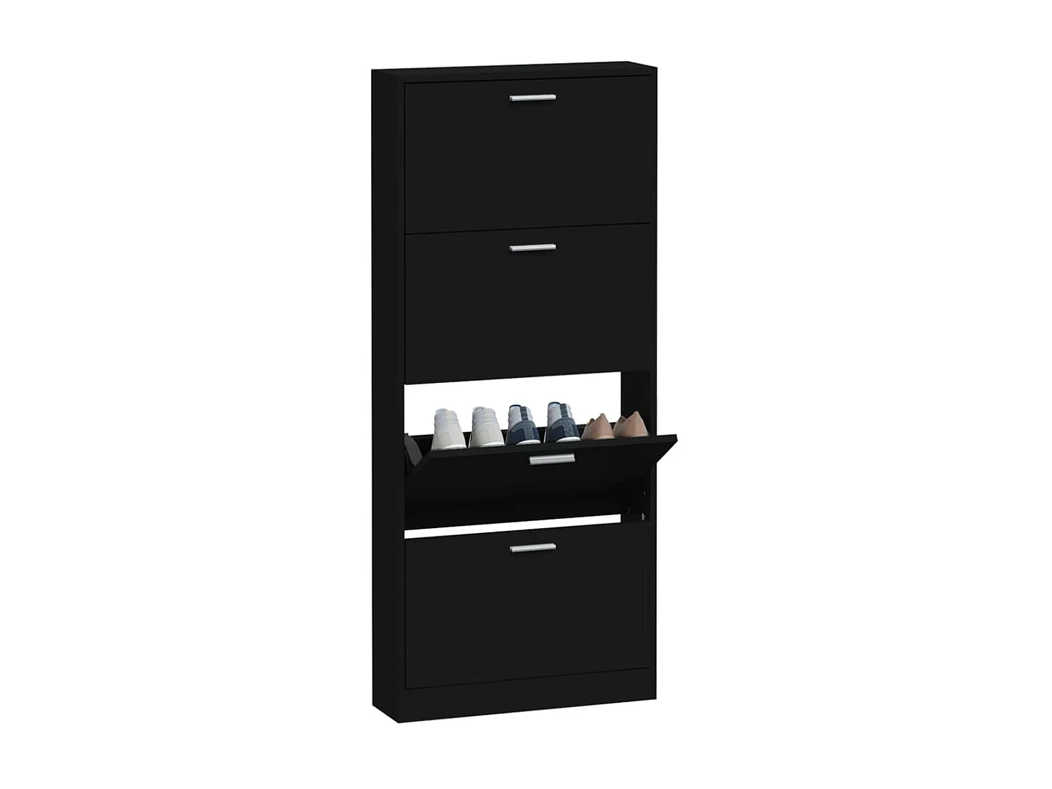 Schoenenkast 59x17x150 cm bewerkt hout zwart NL606333