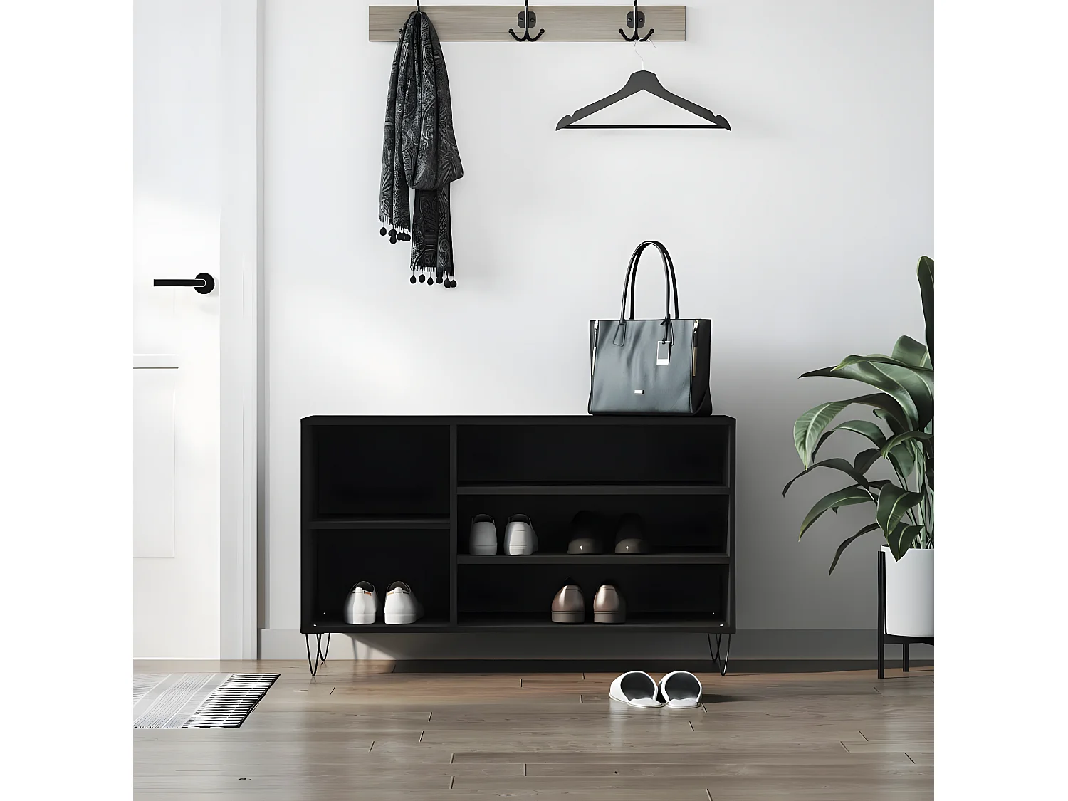 Meuble à chaussures Noir 102x36x60 cm Bois d'ingénierie WVGQ8705