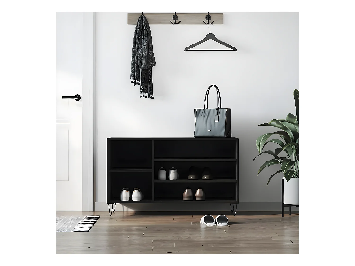 Meuble à chaussures Noir 102x36x60 cm Bois d'ingénierie WVGQ8705