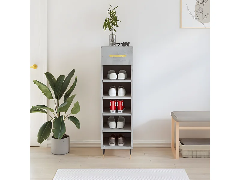 Zapatero madera de ingeniería gris hormigón 30x35x105 cm ES435646