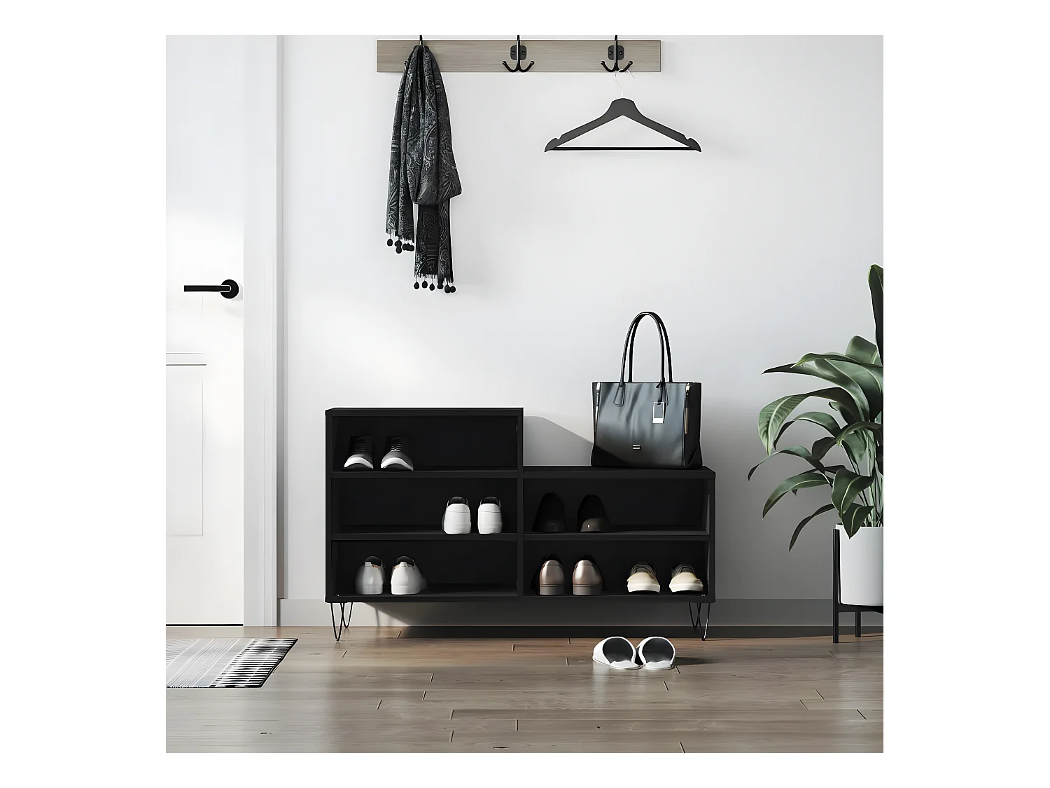 Meuble à chaussures Noir 102x36x60 cm Bois d'ingénierie WVGQ6722