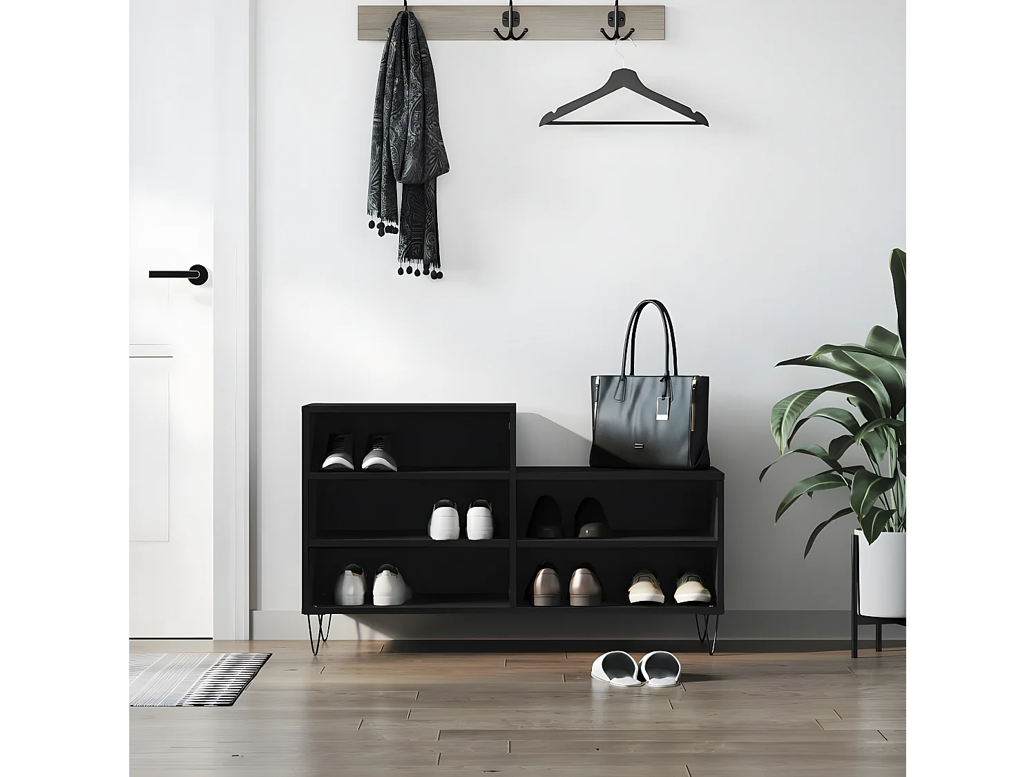 Meuble à chaussures Noir 102x36x60 cm Bois d'ingénierie WVGQ6722