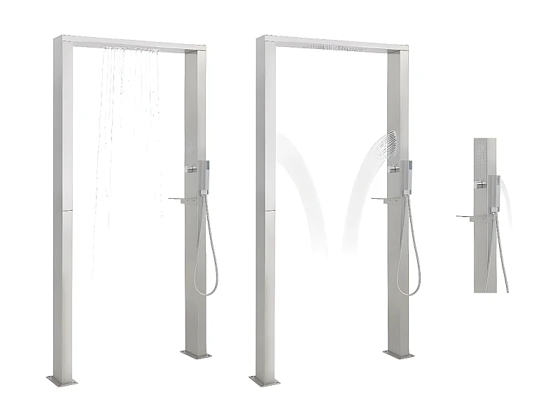 Coluna de duche p/ exterior com jatos duplos em aço inoxidável PT102056