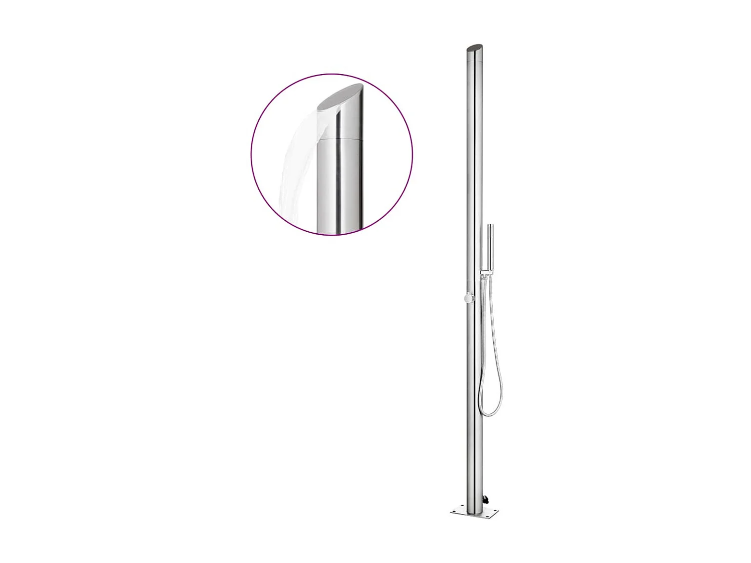 Douche de jardin avec base gris 225 cm Acier inoxydable WVGQ4155