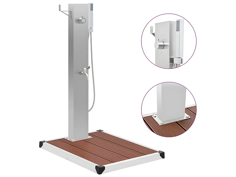 Chuveiro para exterior com base WPC aço inoxidável PT374662