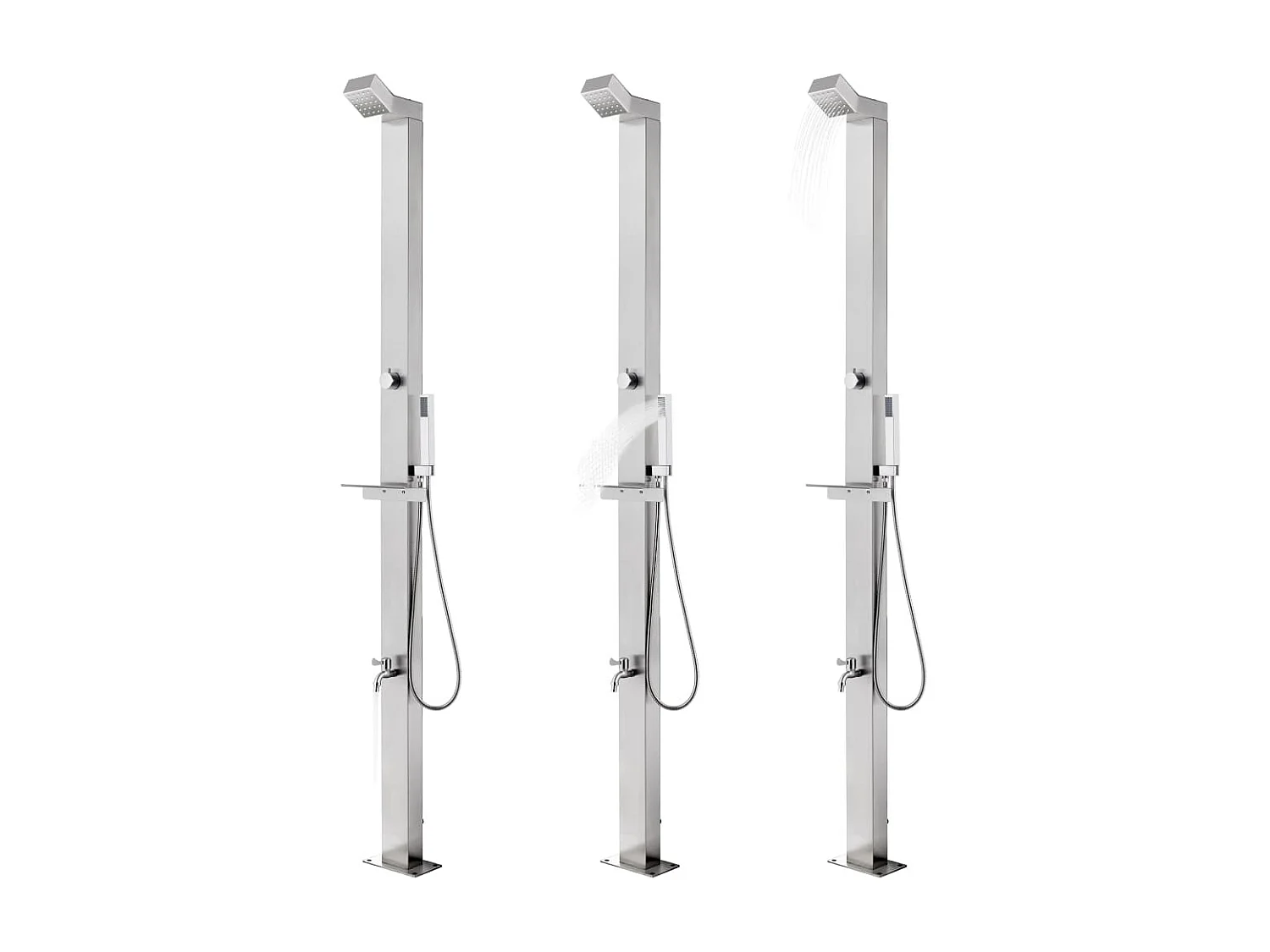 Douche de jardin avec base gris 225 cm Acier inoxydable WVGQ6103