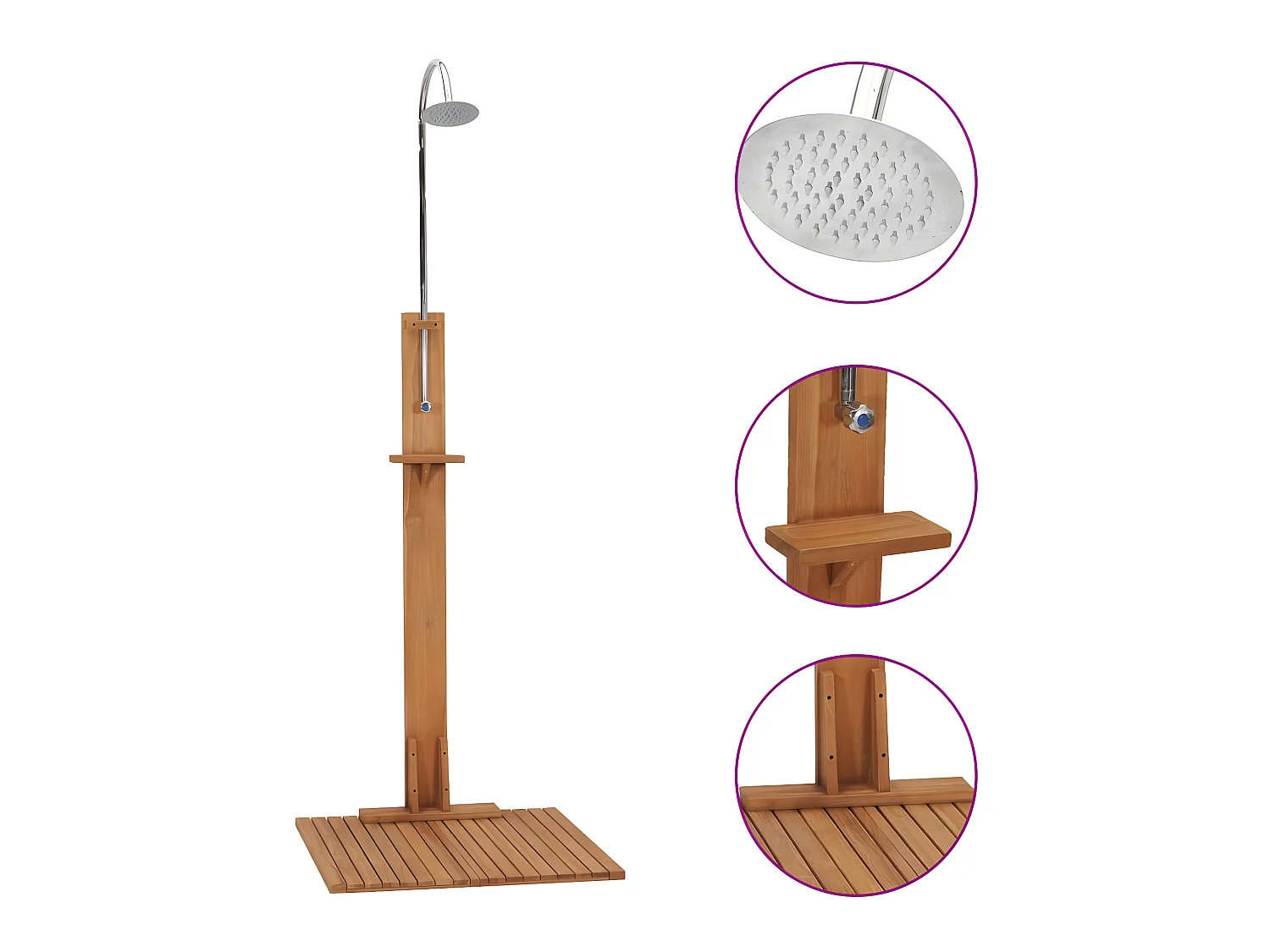 Douche de jardin 75x75x210 cm Bois de teck solide WVGQ8752