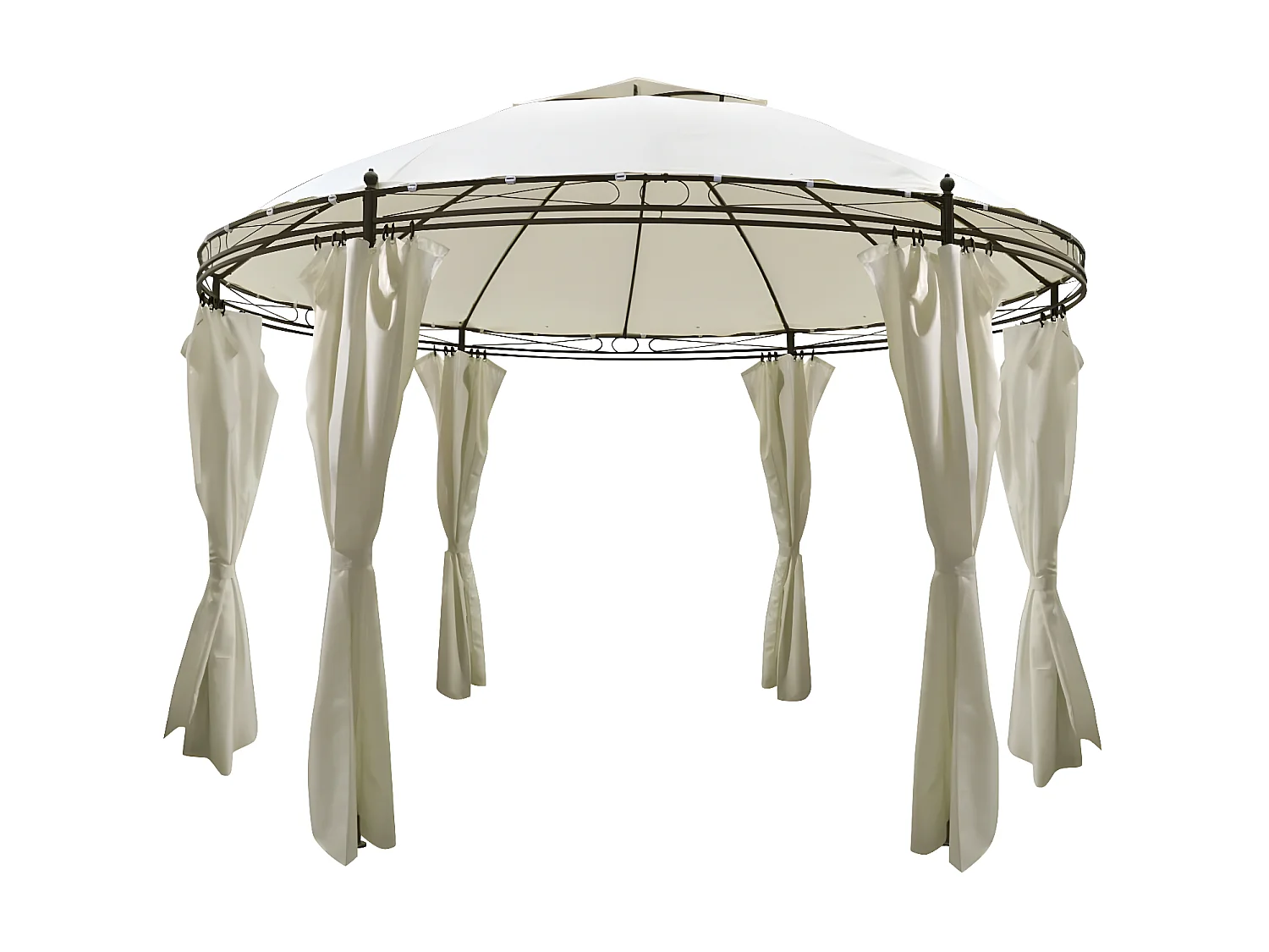 Tonnelle ronde avec rideaux 3,5 x 2,7 m WVGQ3380