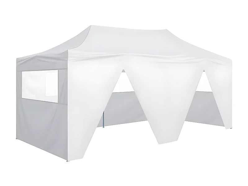 Partytent met 4 zijwanden inklapbaar 3x6 m staal wit NL236203