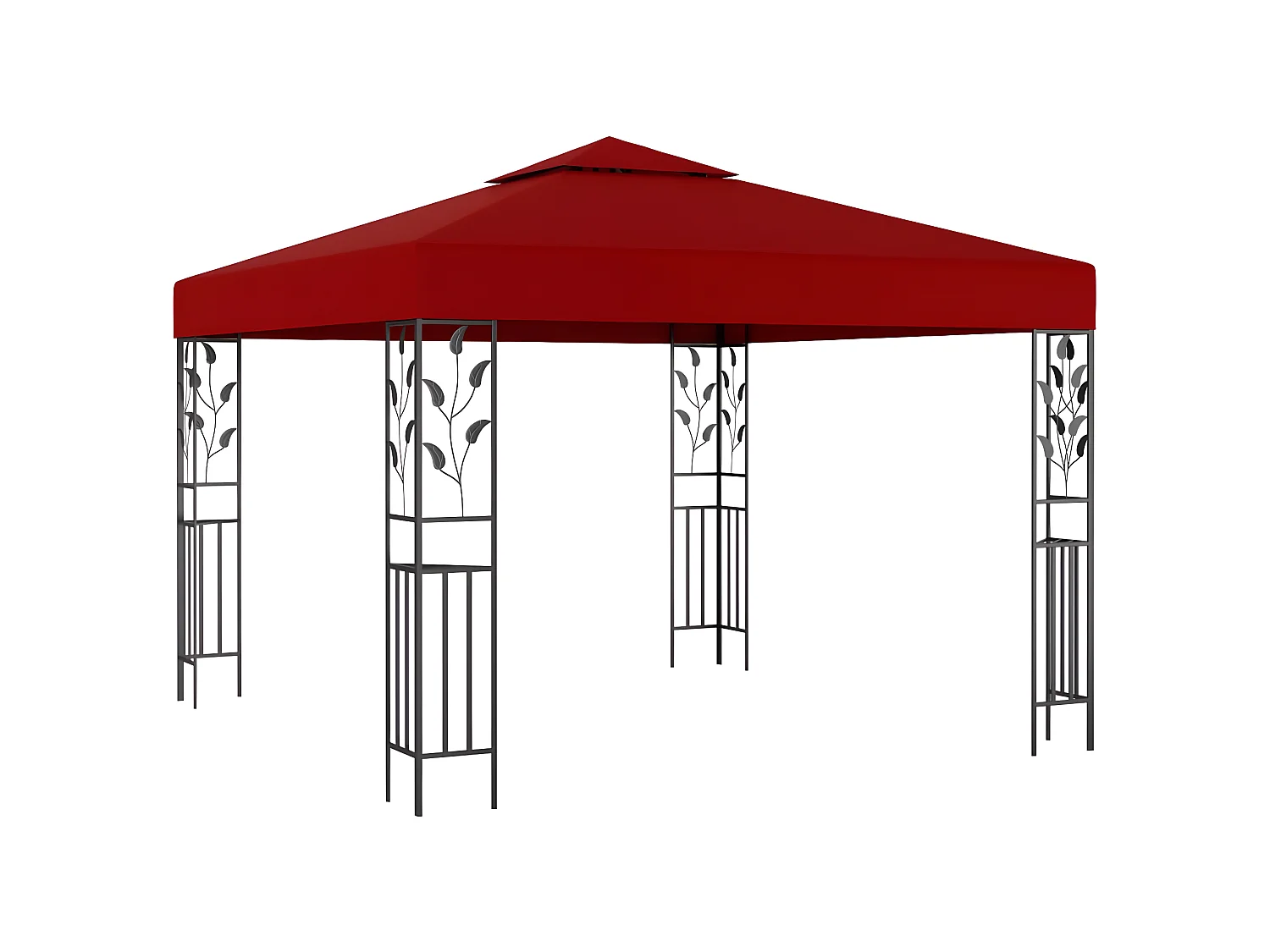 Gazebo com cordões de luzes LED 3x3 m vermelho tinto PT857832