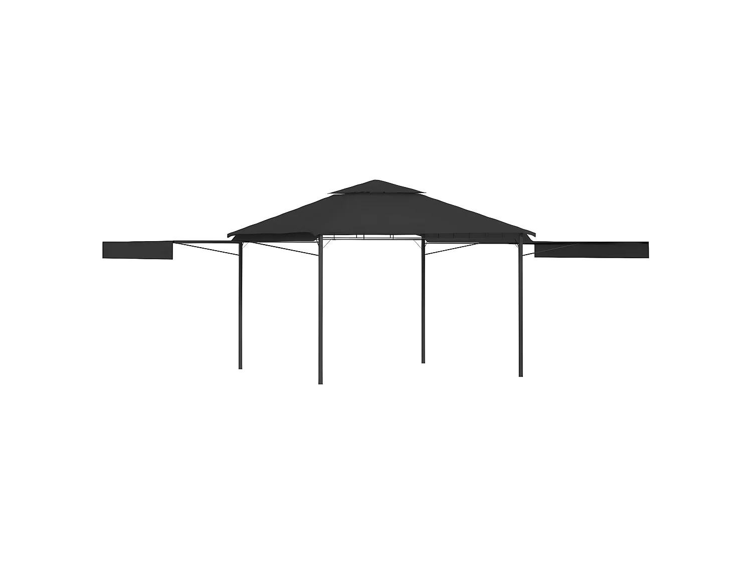 Gazebo - Tenda de recepção c/ toldos duplos extensíveis 3x3x2,75m 180g/m² antracite PT939233