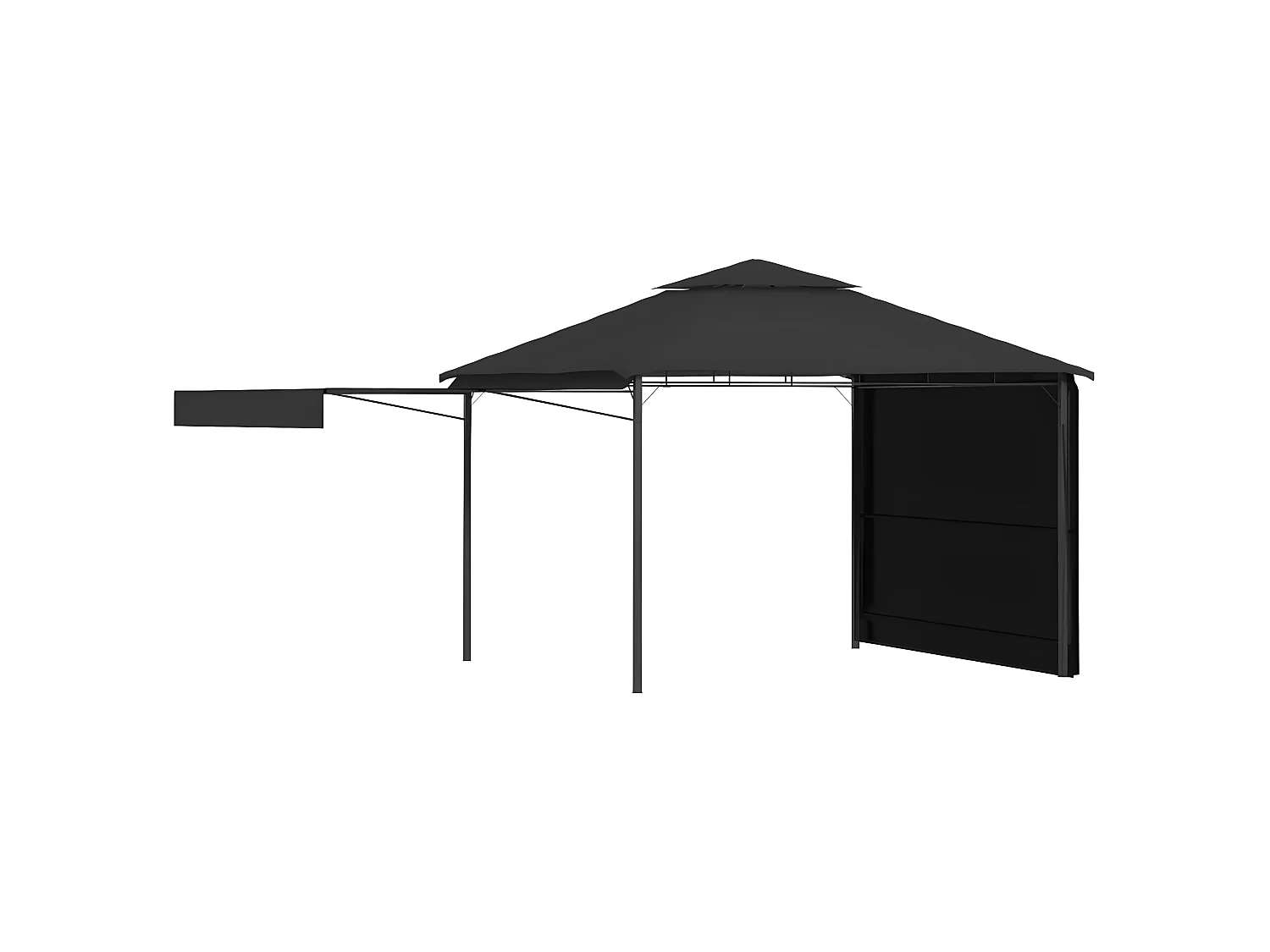 Gazebo - Tenda de recepção c/ toldos duplos extensíveis 3x3x2,75m 180g/m² antracite PT939233