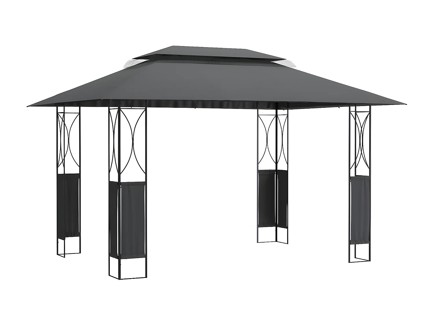 Gazebo - Tenda de recepção com telhado 400x300x270 cm aço antracite PT428350