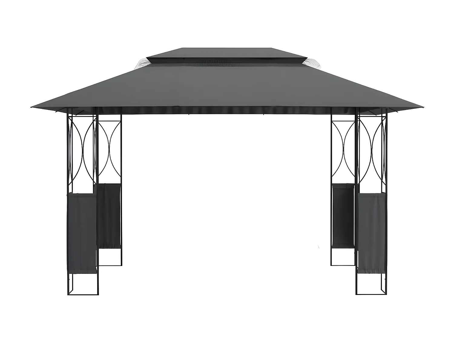 Gazebo - Tenda de recepção com telhado 400x300x270 cm aço antracite PT428350