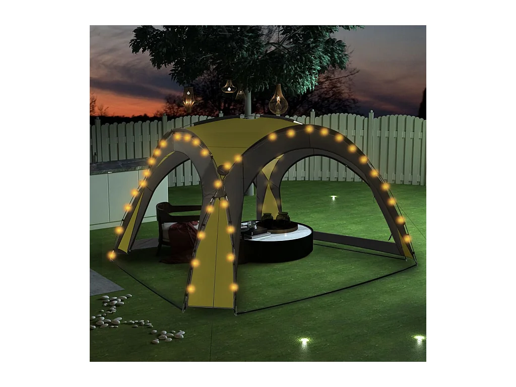 Tente de réception avec LED et 4 parois 3,6x3,6x2,3 m Vert WVGQ7759