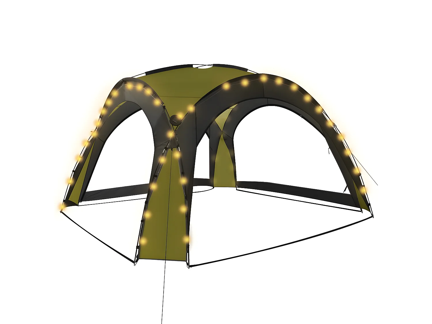 Tente de réception avec LED et 4 parois 3,6x3,6x2,3 m Vert WVGQ7759
