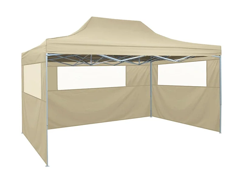 Tenda dobrável com 3 paredes 3x4,5 m creme PT173098