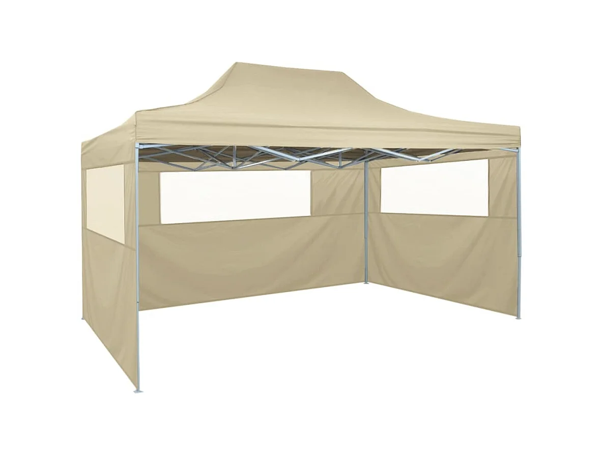 Tente pliable avec 3 parois 3 x 4,5 m Crème WVGQ2397