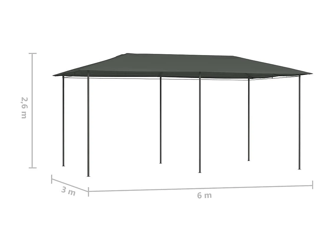 Tonnelle 3x6x2,6 m Anthracite 160 g/m² WVGQ6817
