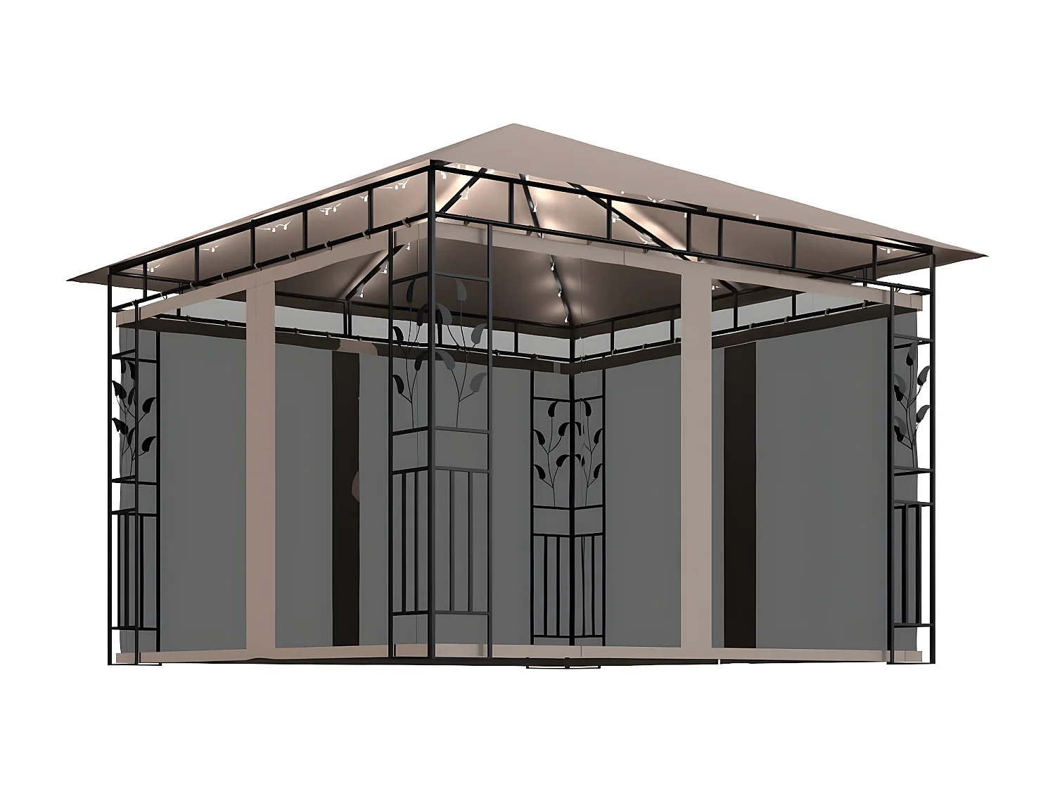 Tonnelle avec moustiquaire et lumières Led 3x3x2,73 m Taupe WVGQ6500