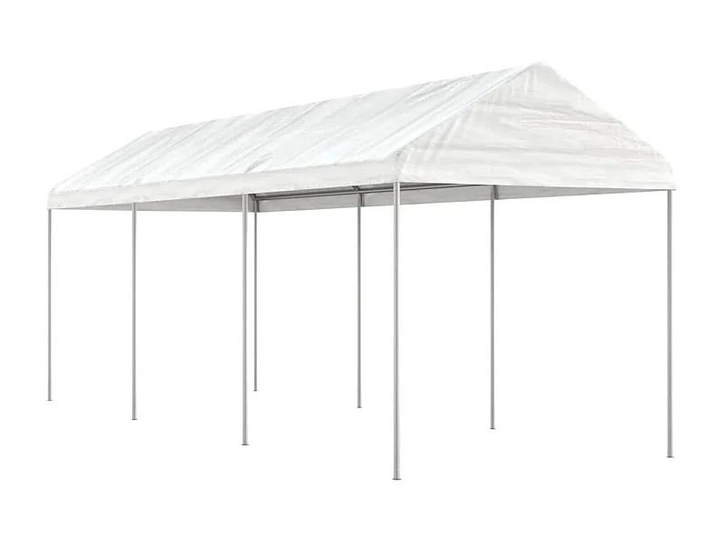 Prieel met dak 6,69x2,28x2,69 m polyetheen wit NL293426