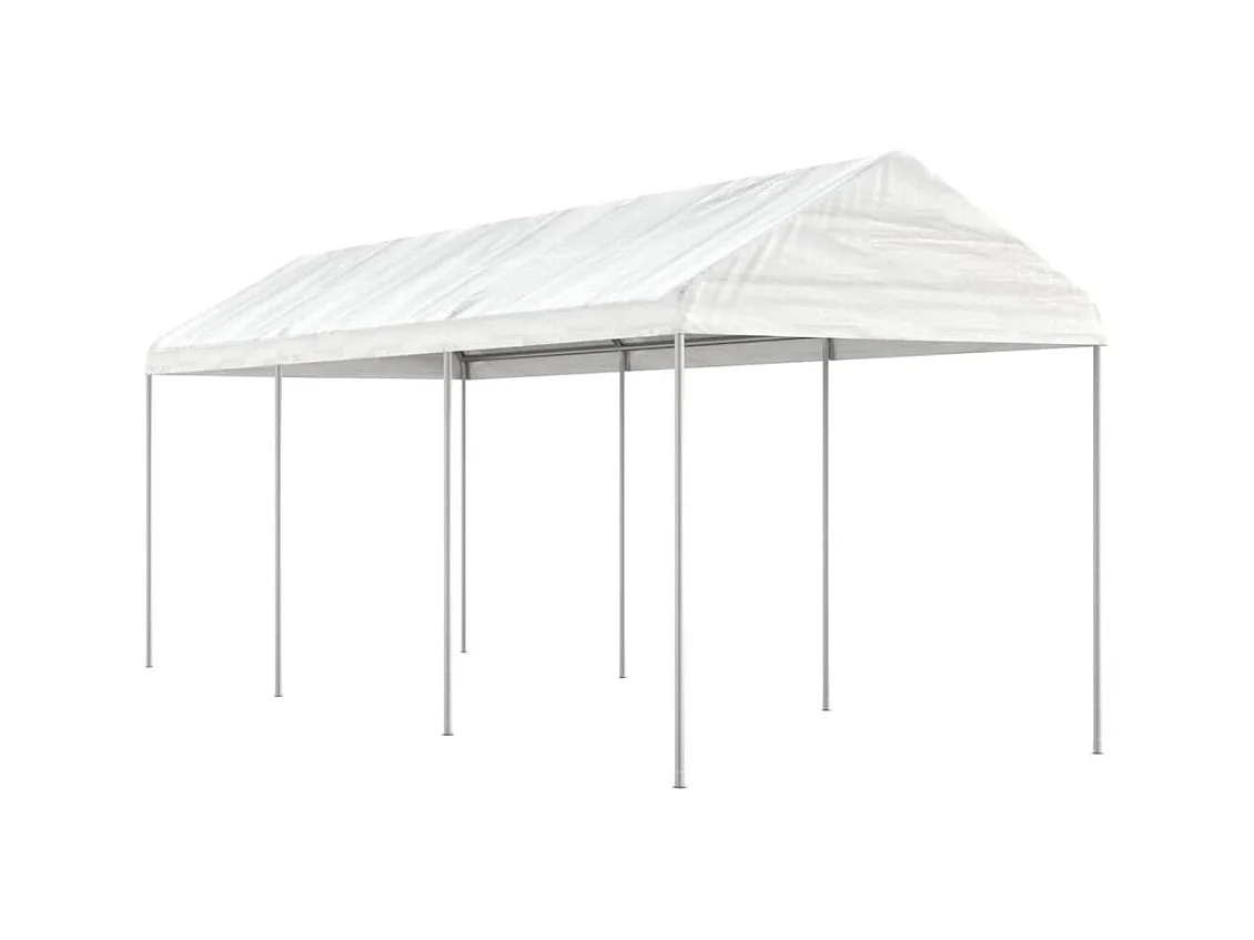 Tonnelle avec toit blanc 6,69x2,28x2,69 m polyéthylène WVGQ9586