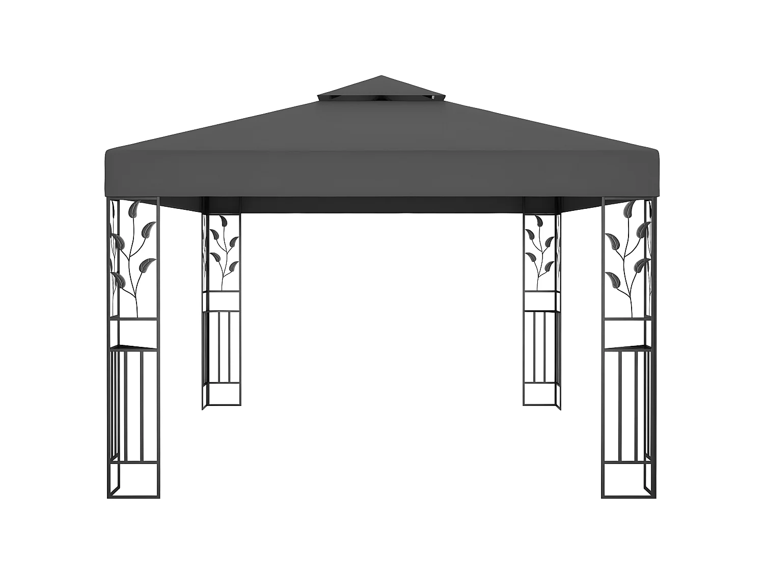Gazebo - Tenda de recepção com toldo duplo e cordões de luzes LED 3x4 m antracite PT900119