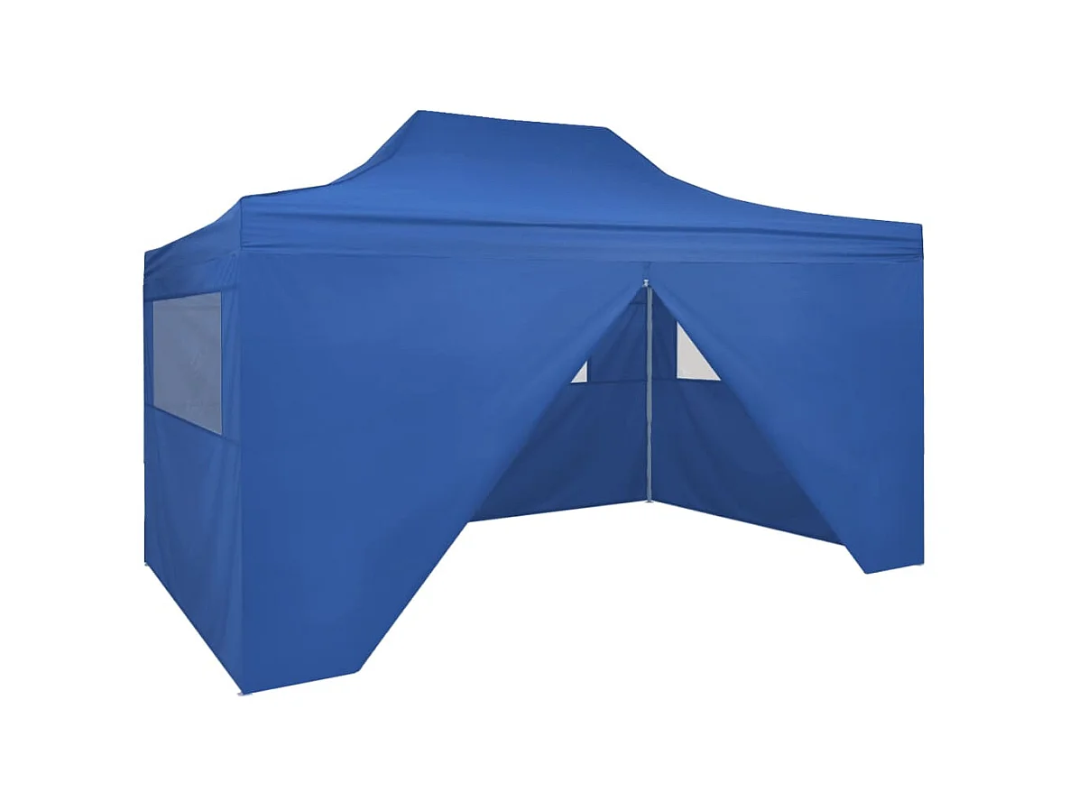 Tente pliable avec 4 parois latérales 3 x 4,5 m Bleu WVGQ3006