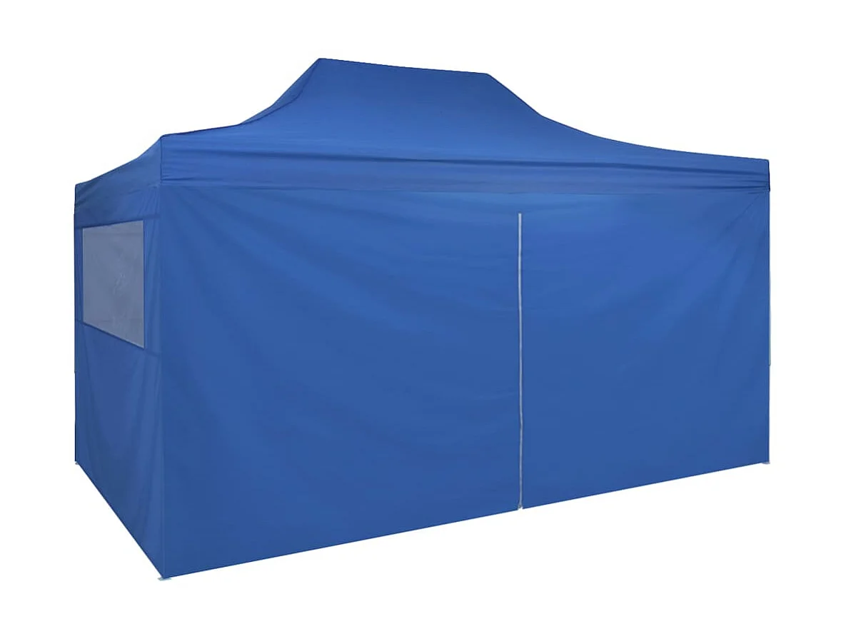Tenda pop-up dobrável com 4 paredes laterais 3x4,5 m azul PT127485