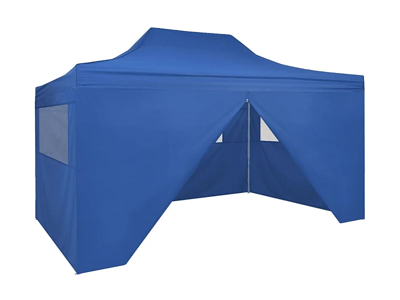 Tente pliable avec 4 parois latérales 3 x 4,5 m Bleu WVGQ3006