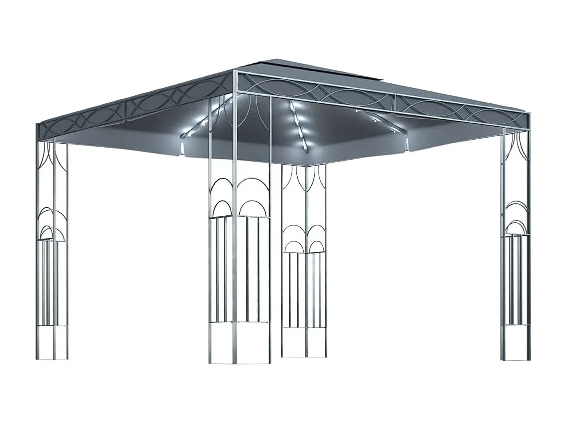 Gazebo - Tenda de recepção com cordões de luzes LED 300x300 cm antracite PT175405