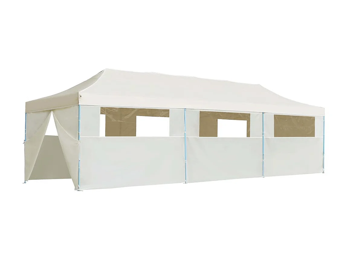 Tente de réception pliable avec 8 parois 3x9 m Blanc cassé WVGQ8016