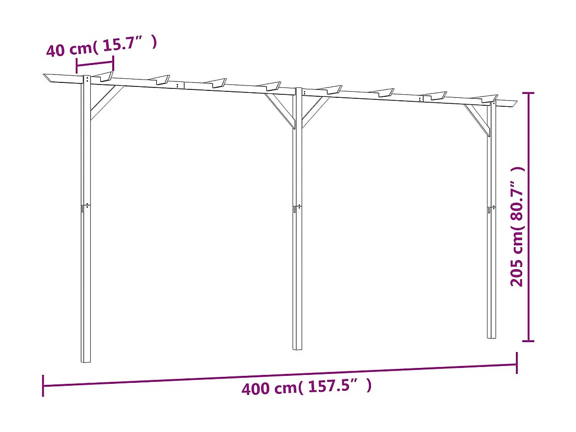 Pergola de jardin 400 x 40 x 205 cm Bois WVGQ1555