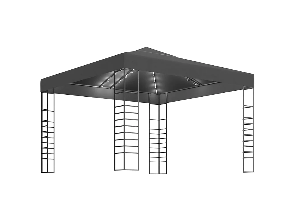 Tenda de jardim com cordões de luzes LED 3x3 m antracite PT697100