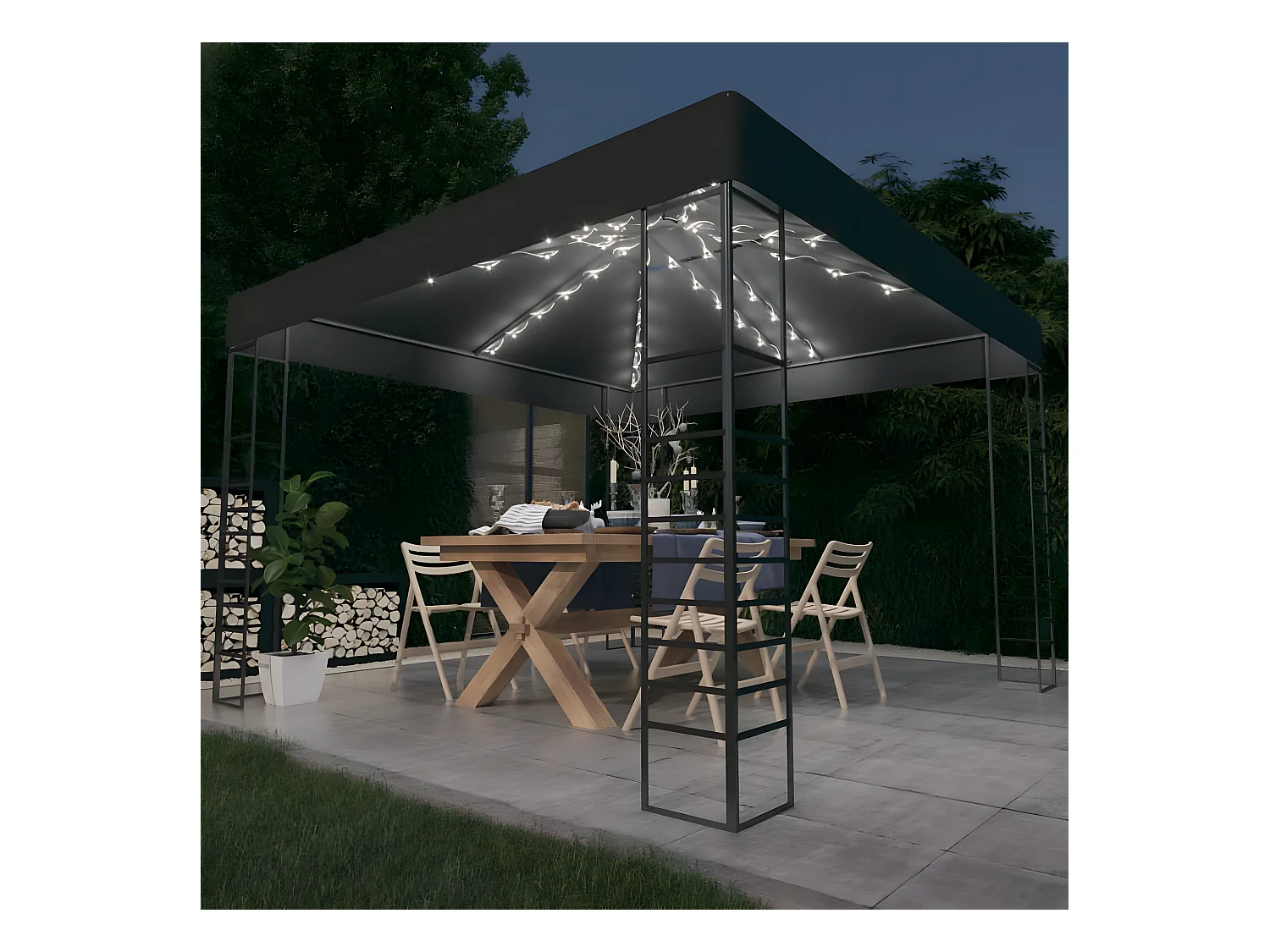 Tonnelle de jardin avec lumières LED 3x3 m Anthracite WVGQ9816