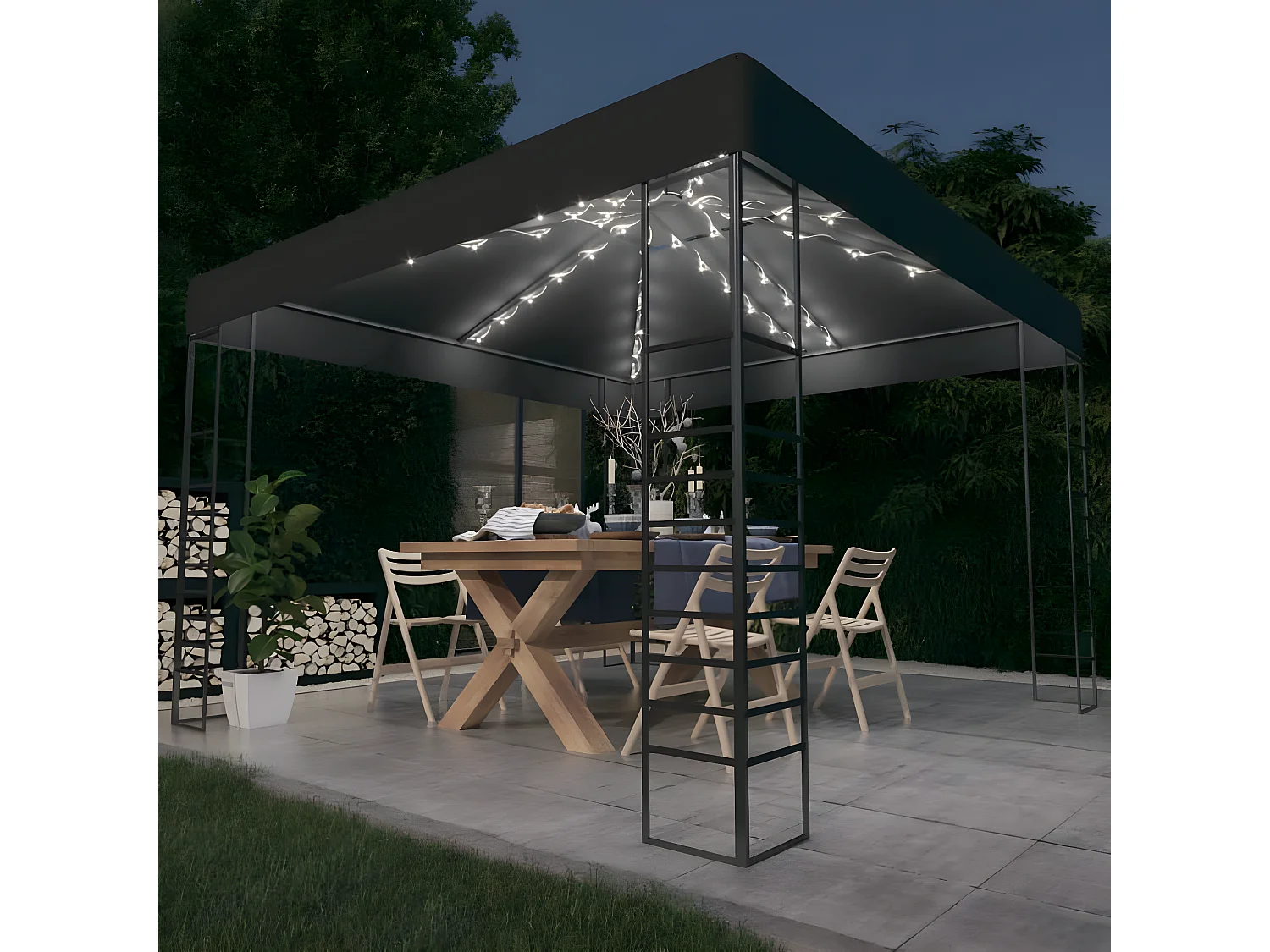 Tonnelle de jardin avec lumières LED 3x3 m Anthracite WVGQ9816