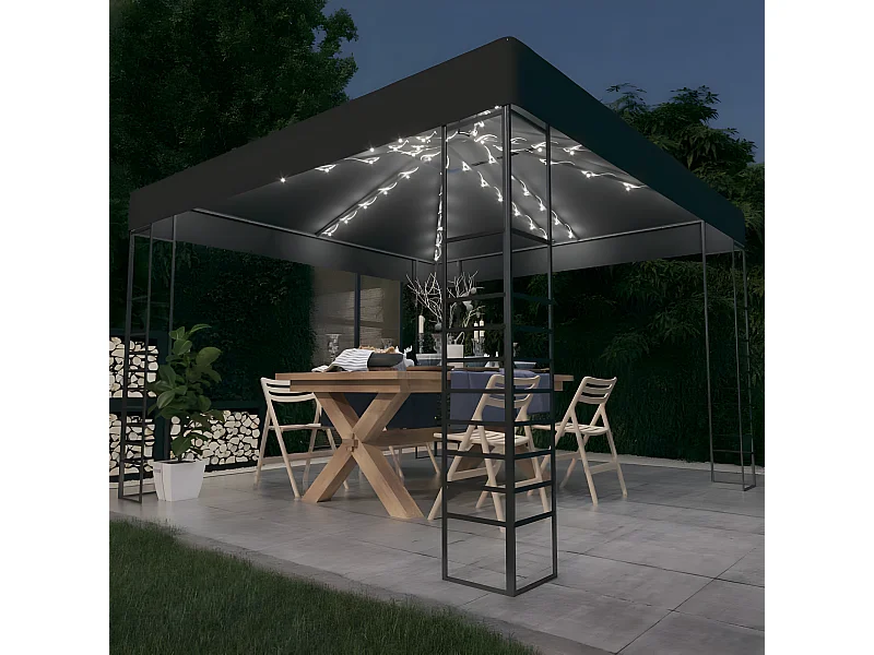 Tonnelle de jardin avec lumières LED 3x3 m Anthracite WVGQ9816