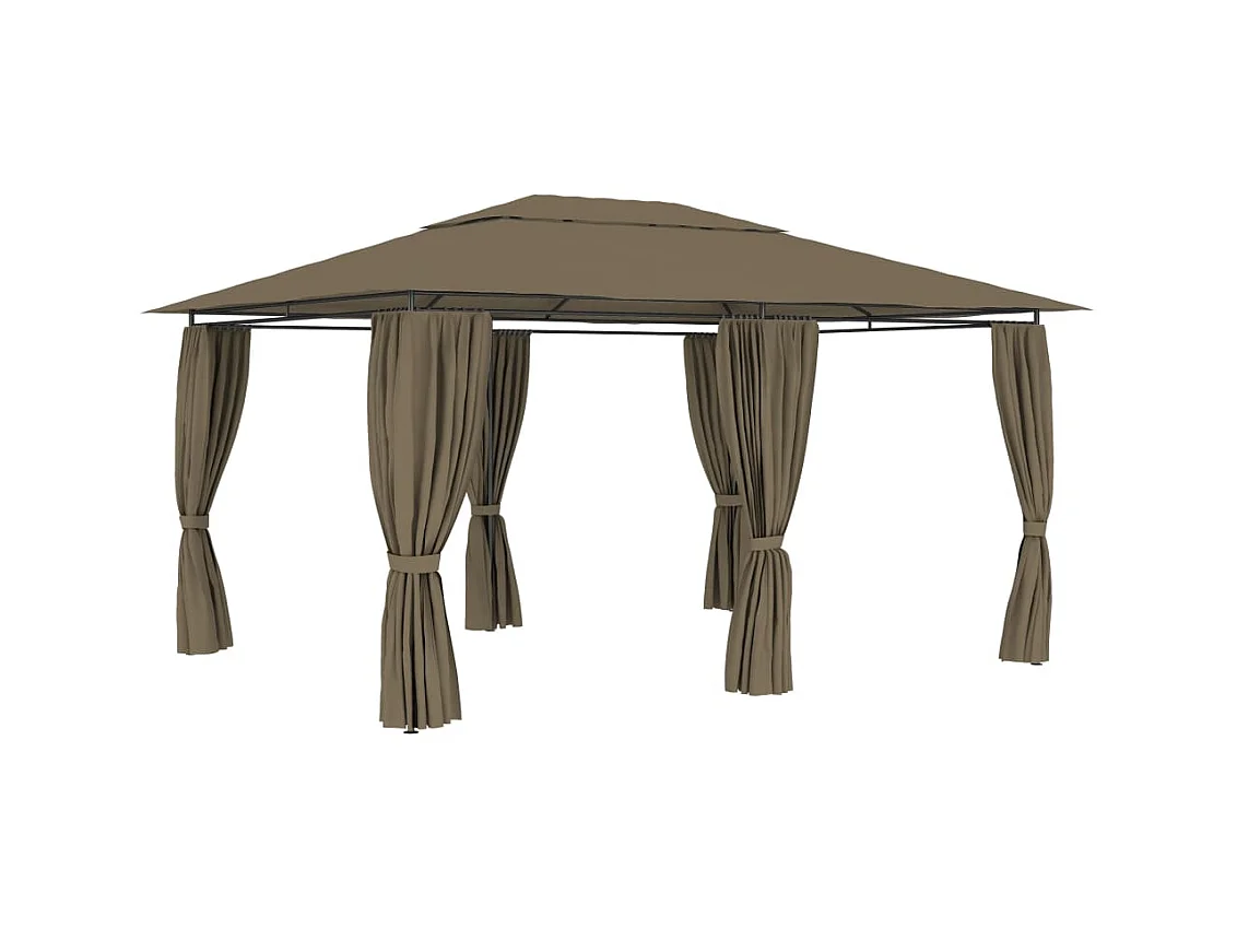 Tonnelle de jardin avec rideaux 4x3 m Taupe 180 g/m² WVGQ6097
