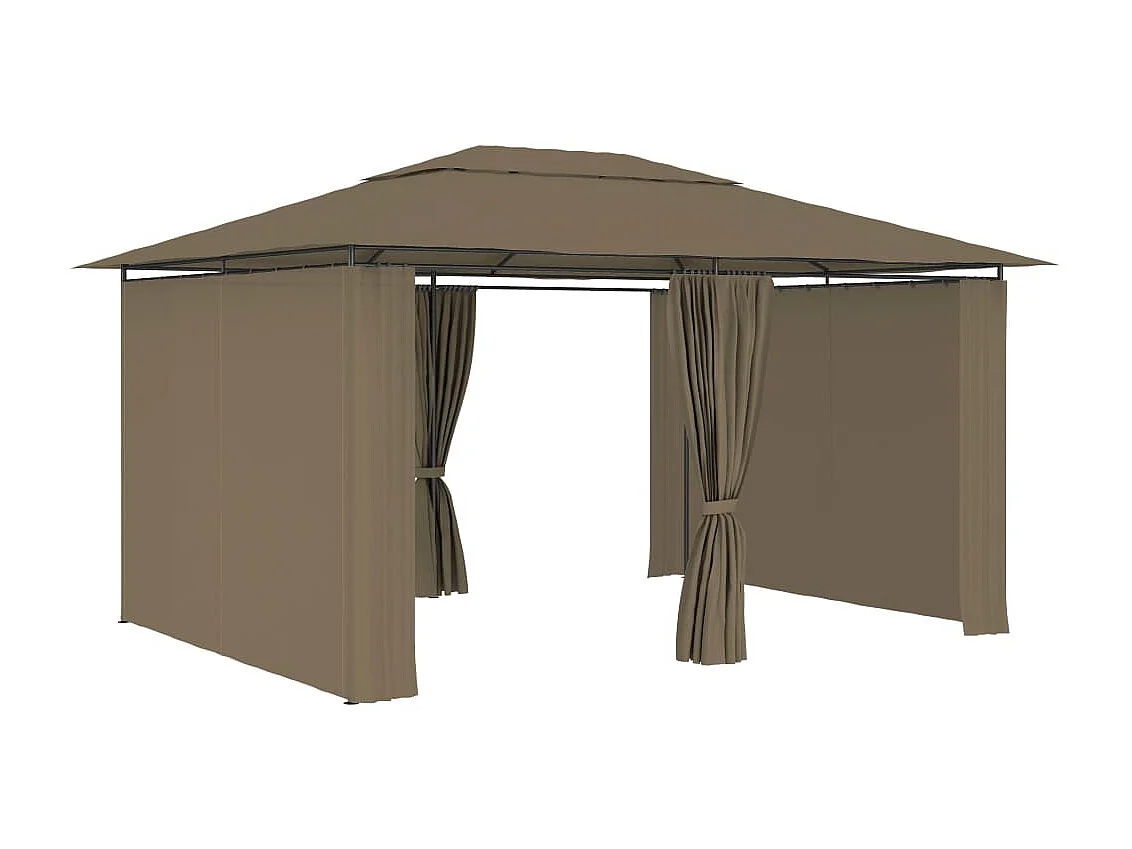 Tonnelle de jardin avec rideaux 4x3 m Taupe 180 g/m² WVGQ6097