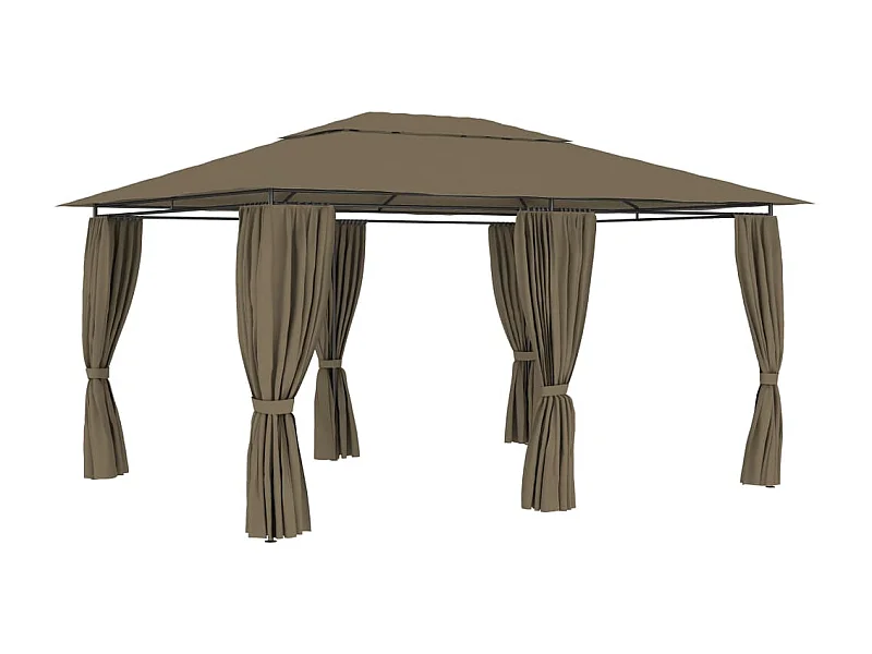 Tonnelle de jardin avec rideaux 4x3 m Taupe 180 g/m² WVGQ6097