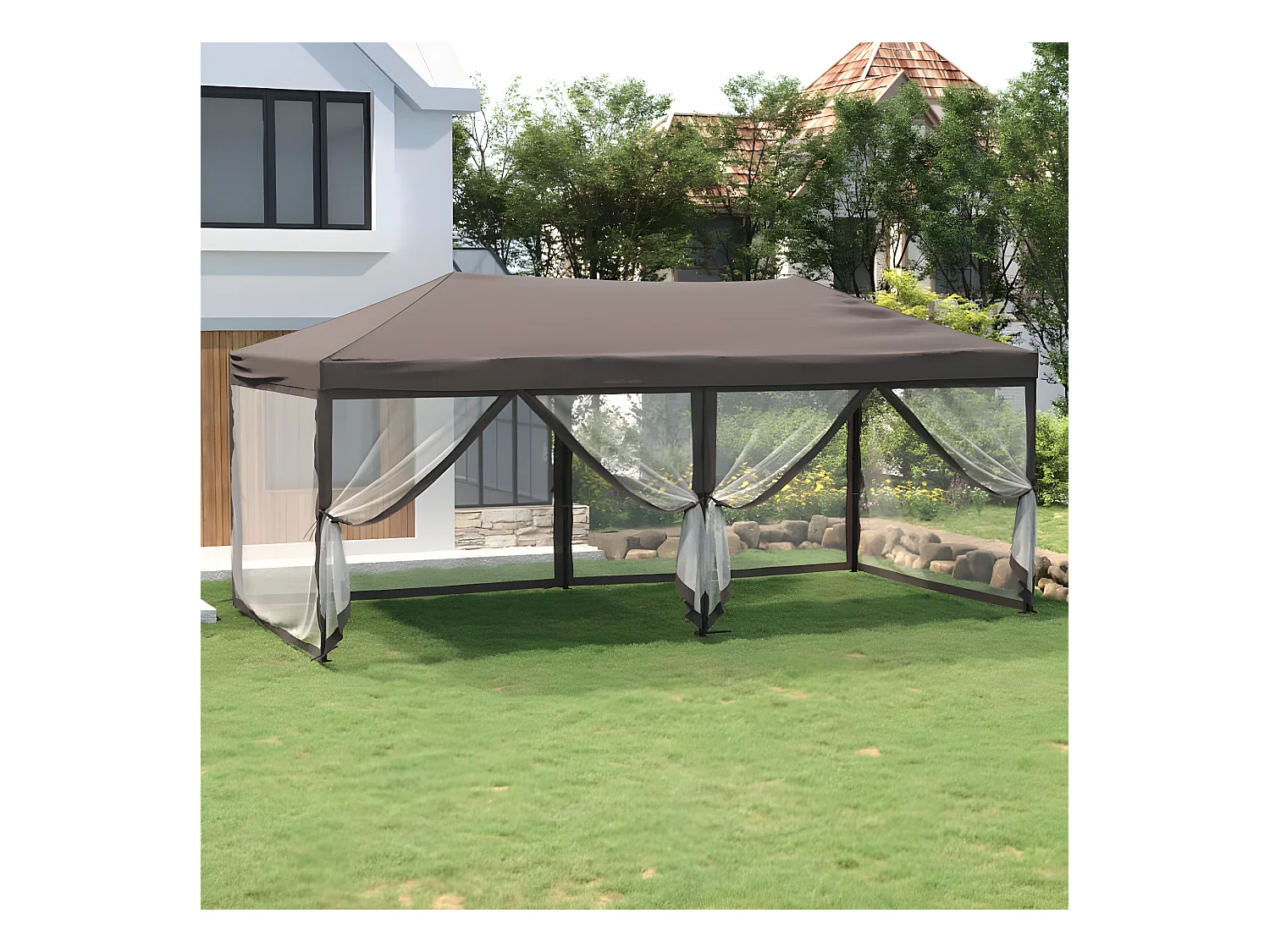 Tente de réception pliable avec parois Taupe 3x6 m WVGQ3269