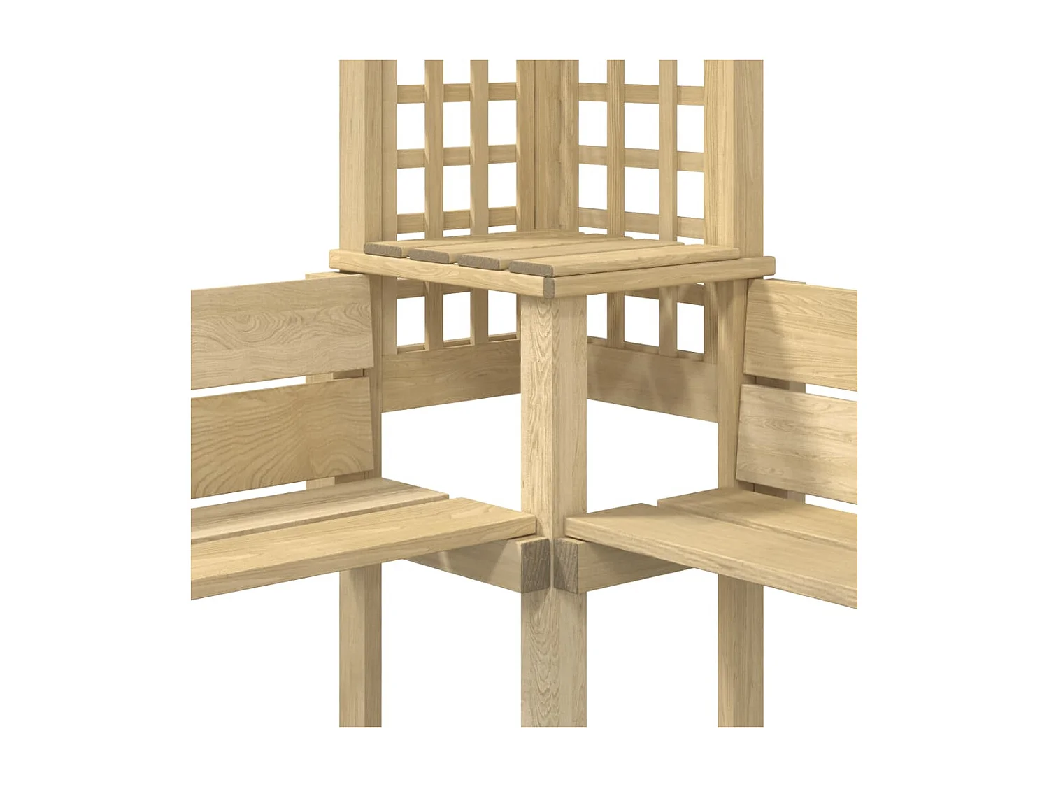 Pérgola de esquina con banco madera de pino impregnada ES773043