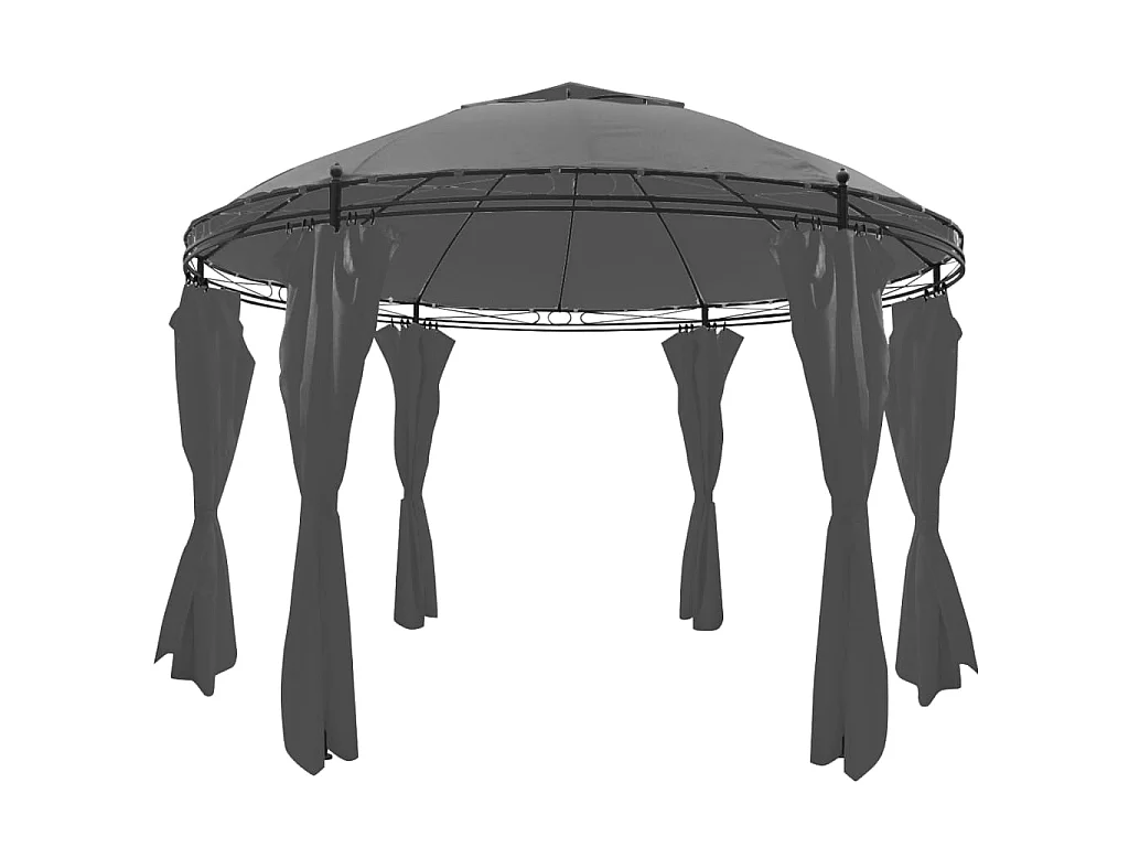 Tonnelle avec rideaux Rond 3,5 x 2,7 m Anthracite WVGQ5953