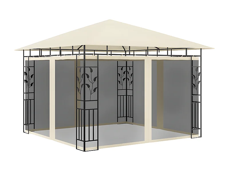 Gazebo - Tenda de recepção com rede mosquiteira 3x3x2,73 m 180 g/m² creme PT516816