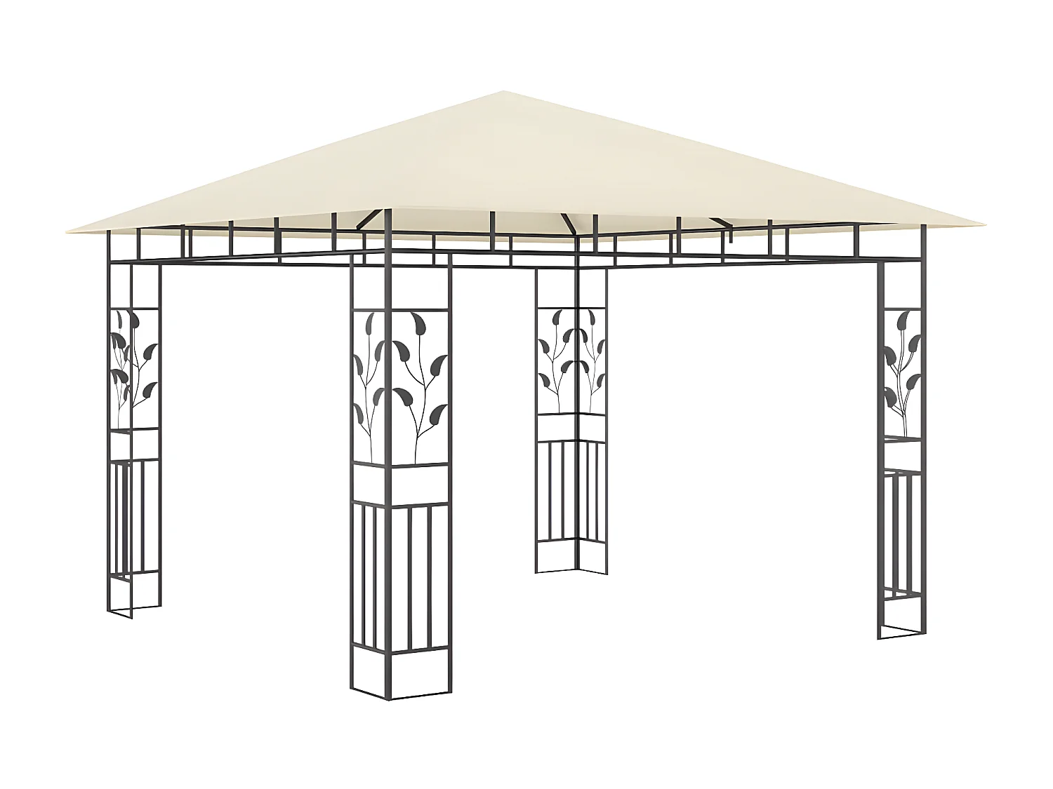 Gazebo - Tenda de recepção com rede mosquiteira 3x3x2,73 m 180 g/m² creme PT516816