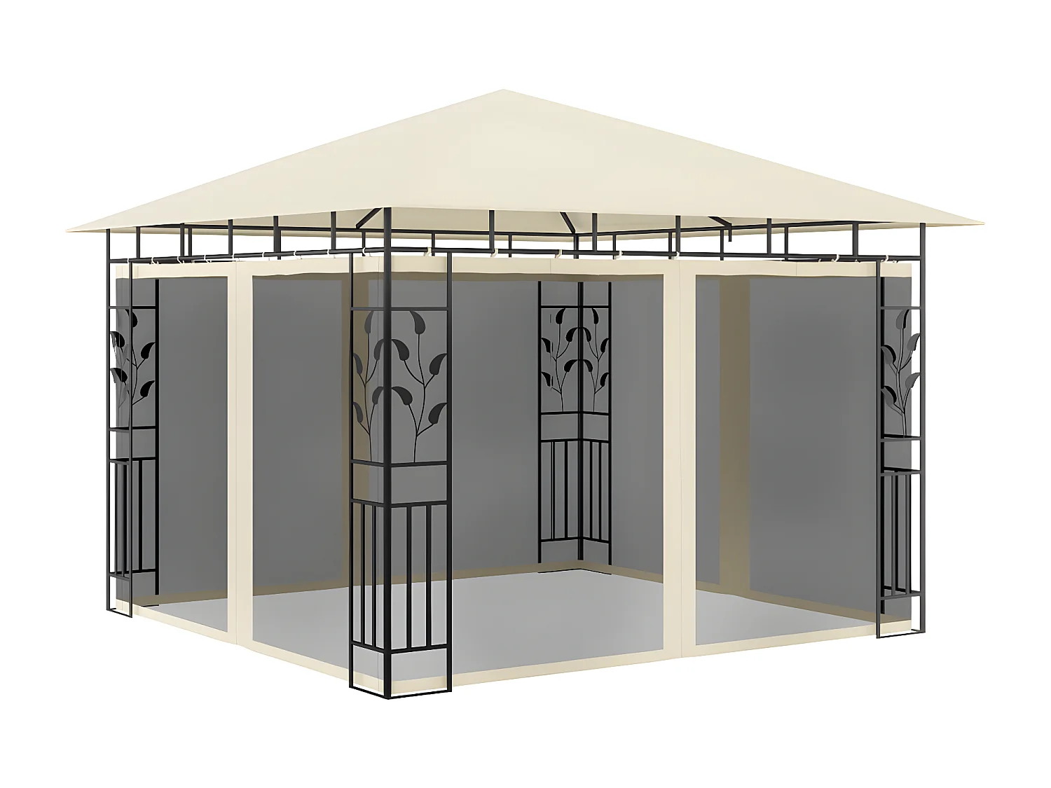 Gazebo - Tenda de recepção com rede mosquiteira 3x3x2,73 m 180 g/m² creme PT516816