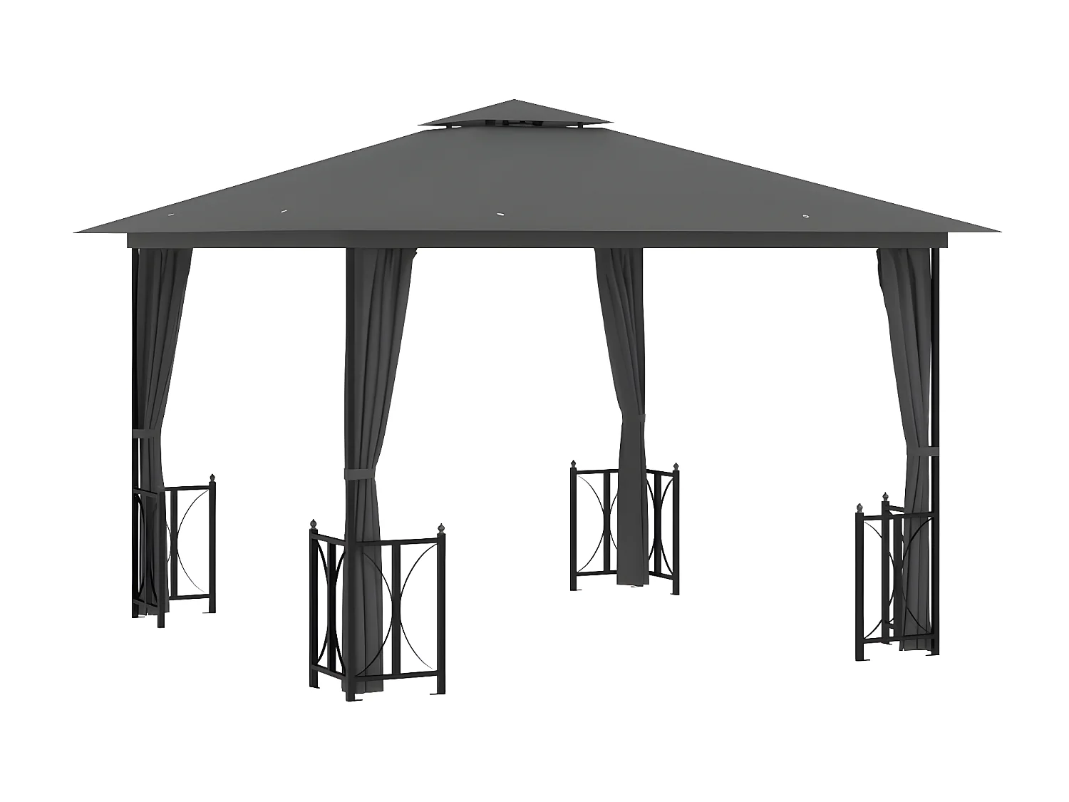 Gazebo - Tenda de recepção com paredes laterais e telhado duplo 3x3 m cor antracite PT585537