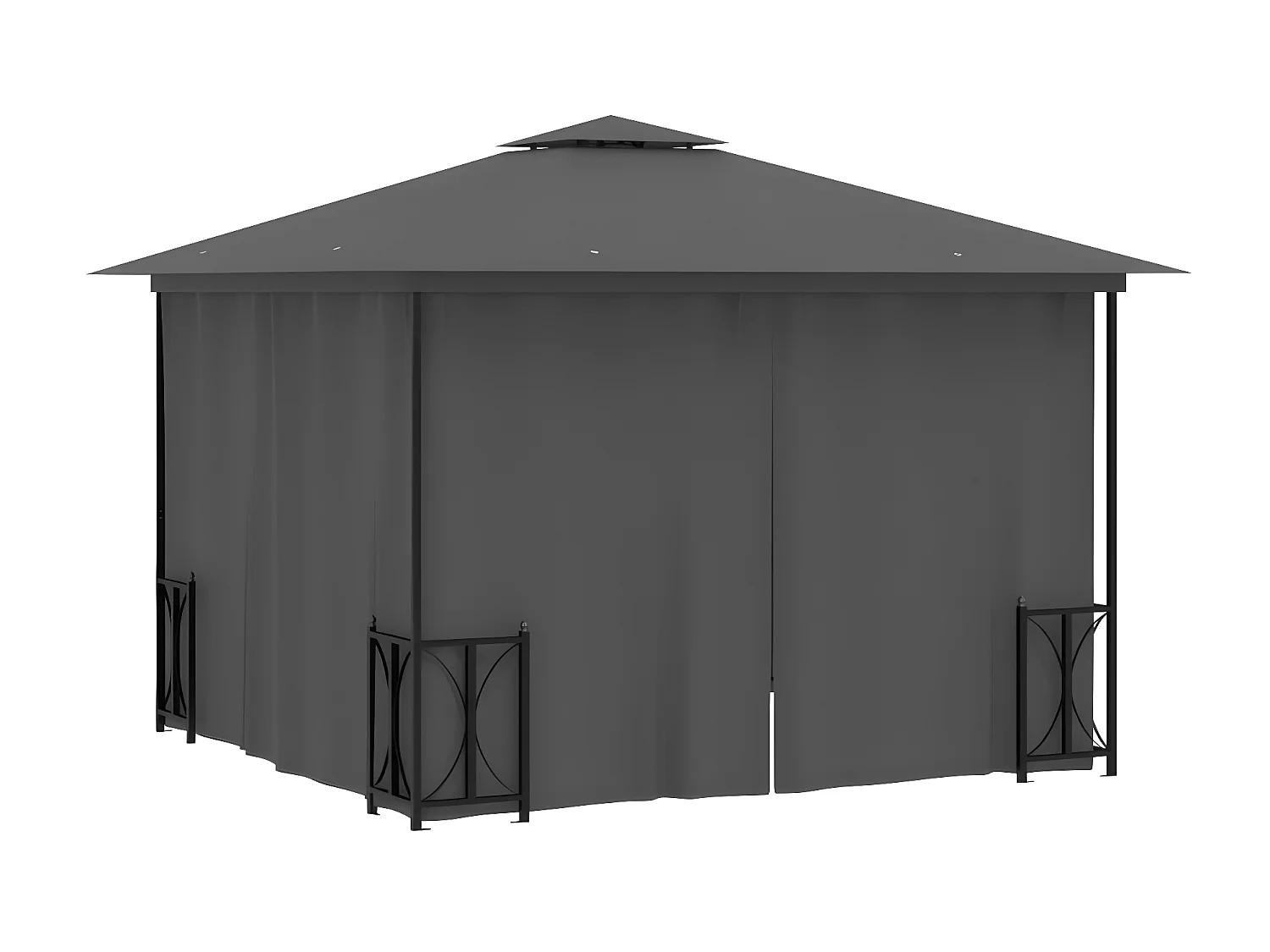 Gazebo - Tenda de recepção com paredes laterais e telhado duplo 3x3 m cor antracite PT585537